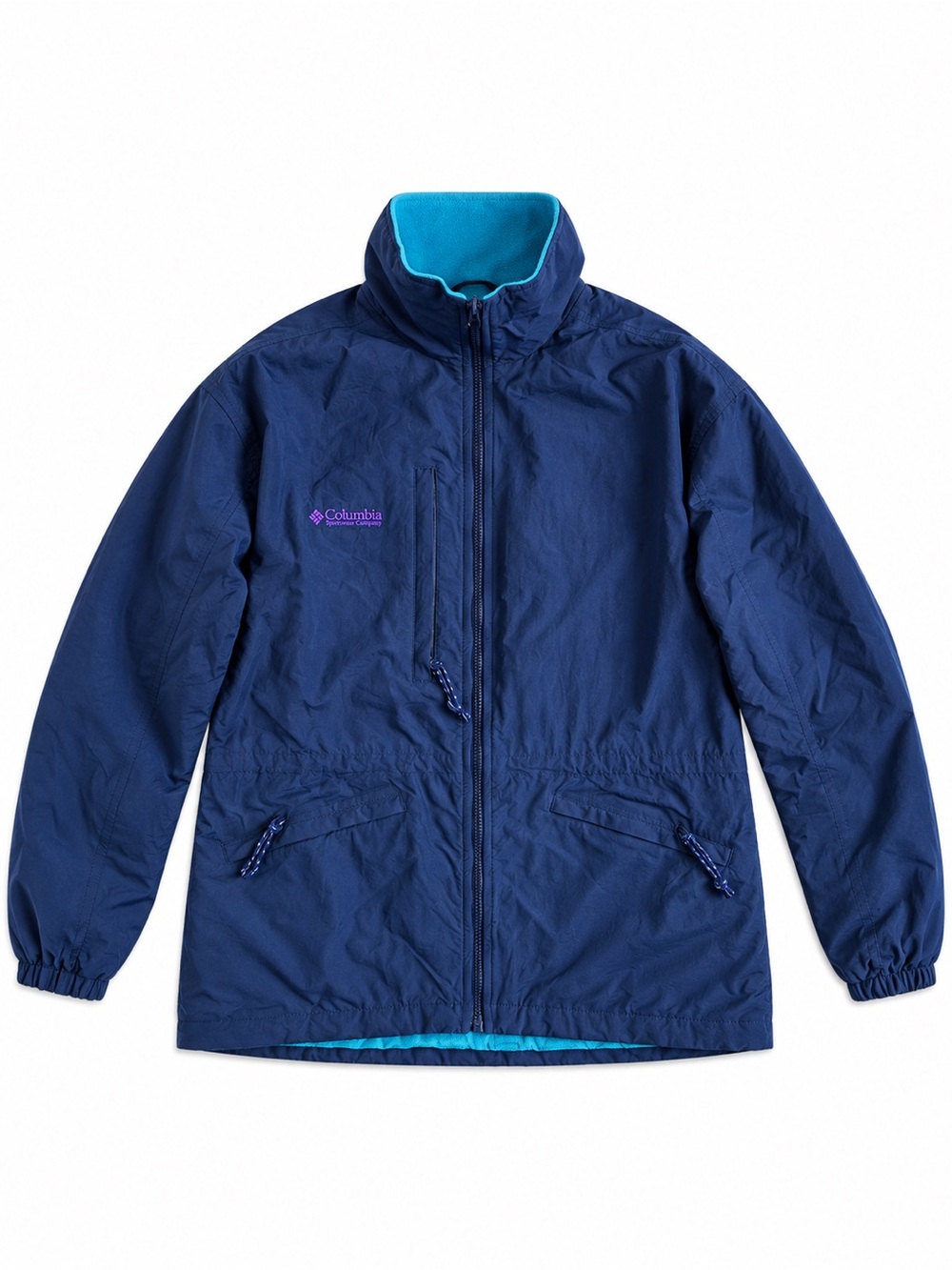 Columbia 90s Vintage Parka Insulated Fleece Lined Winter Jacket Navy Blue Large